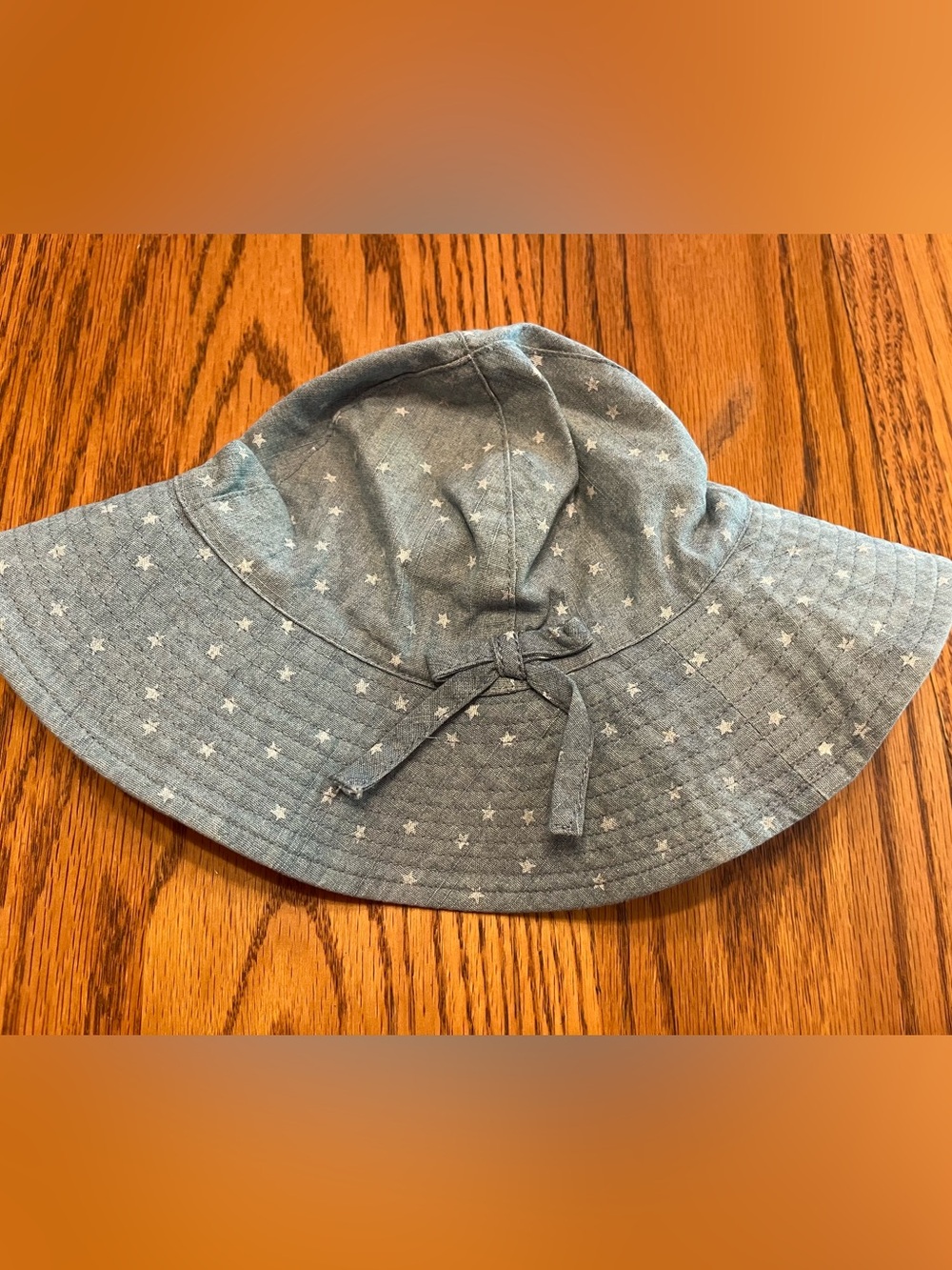 Carter's Light Blue Star Sun Hat with Chin Tie Size 12-24 months
